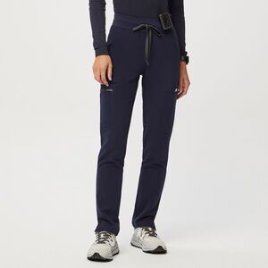 Figs High Waisted Yola Skinny Scrub Pants in Navy Blue